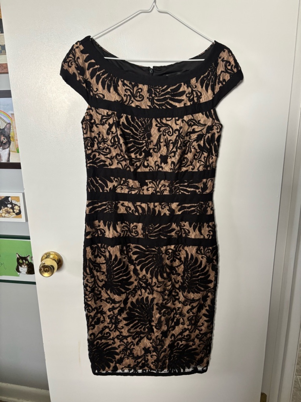 Tadashi Shoji Black Lace Feminine Quiet Luxury Flirty Designer Chic Midi Dress - Picture 3 of 6